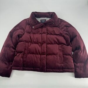 Abercrombie & Fitch Burgundy Velvet Puffer‎ Jacket Winter Coat Women's